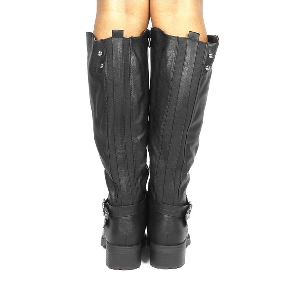 Black Knee High Winter Military Combat Boots - Picture 5 of 6